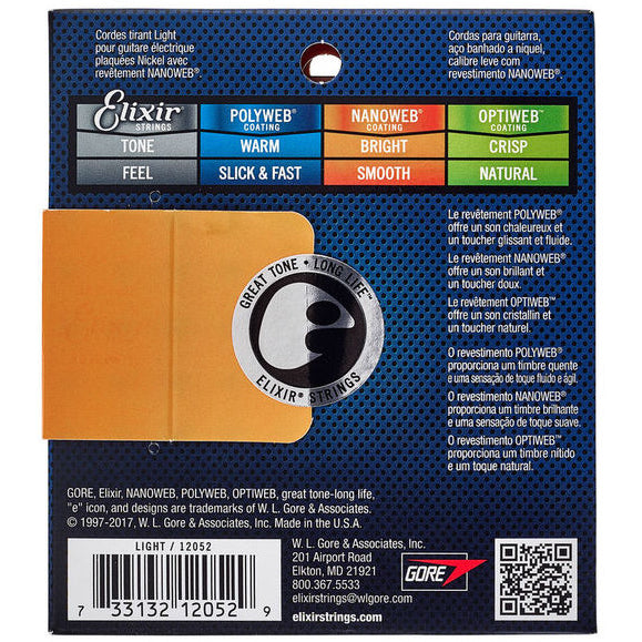 Elixir - Electric Guitar String - 10-46 Nanoweb Light (12052) (1 Pack)