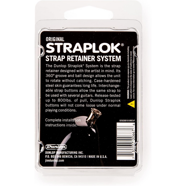 Dunlop - SLS1103BK - Straplok - Original Strap Retainer System - Black Finish