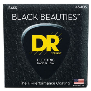 DR Strings - BKB-45 - Black Beauties - Black Coated Steel Bass 4-String Guitar Strings - .045-.105 Medium (1 Pack)