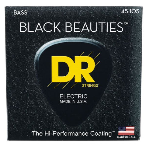 DR Strings - BKB-45 - Black Beauties - Black Coated Steel Bass 4-String Guitar Strings - .045-.105 Medium (1 Pack)