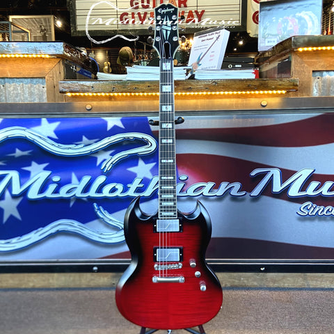 Epiphone SG Prophecy (w/Fishman Pickups) - Electric Guitar - Red Tiger Burst Satin Finish w/Case USED