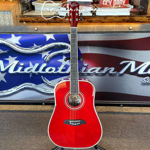 Oscar Schmidt - OG1TR-A 3/4 Size - Dreadnought Acoustic Guitar - Red Gloss
