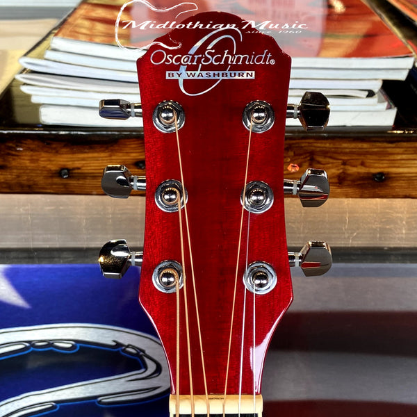 Oscar Schmidt - OG1TR-A 3/4 Size - Dreadnought Acoustic Guitar - Red Gloss