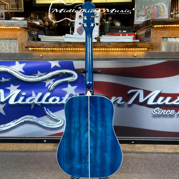 Oscar Schmidt - OG1TBL-A 3/4 Size - Dreadnought Acoustic Guitar - Transparent Blue Gloss Finish