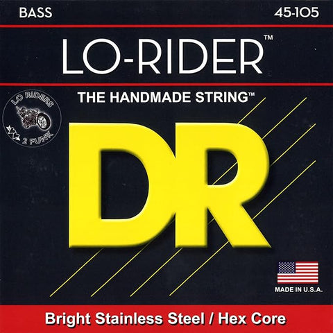 DR Strings - MH-45 - Lo-Rider Bright Stainless Steel 4-String Bass Guitar Strings - .045-.105 Medium (1 Pack)