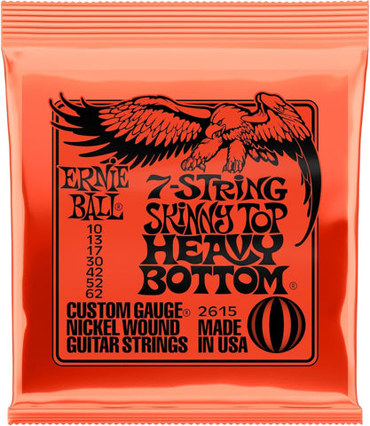 Ernie Ball - 7-String Skinny Top Heavy Bottom - Custom Gauge Electric Guitar Strings - 10-62 (2615) (1 Pack)