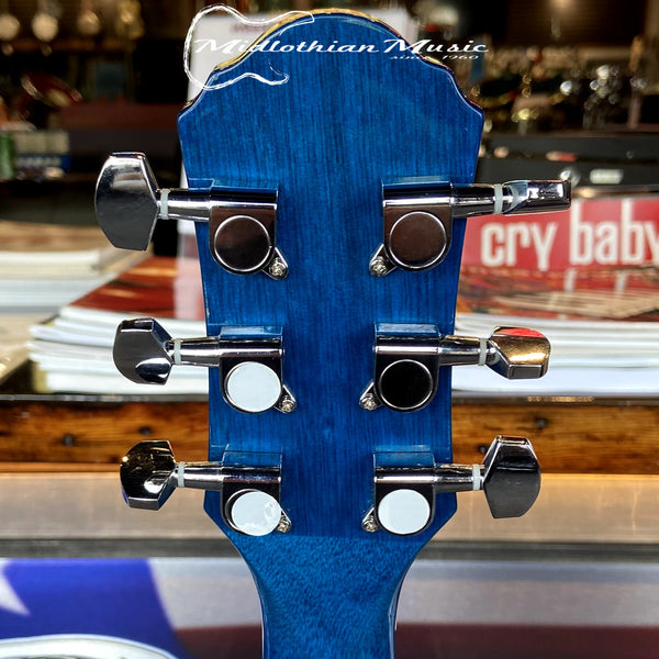Oscar Schmidt - OG1TBL-A 3/4 Size - Dreadnought Acoustic Guitar - Transparent Blue Gloss Finish