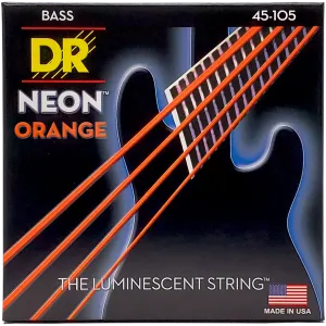 DR Strings - Hi-Def Neon Orange - K3 Coated Electric 4-String Bass Strings - NOB-45 Medium 45-105 (1 Pack)