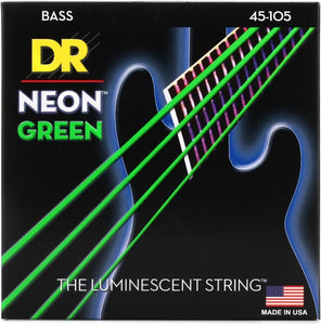 DR Strings - NGB-45 - Hi-Def Neon Green K3 Coated Bass Guitar Strings - .045-.105 Medium (1 Pack)