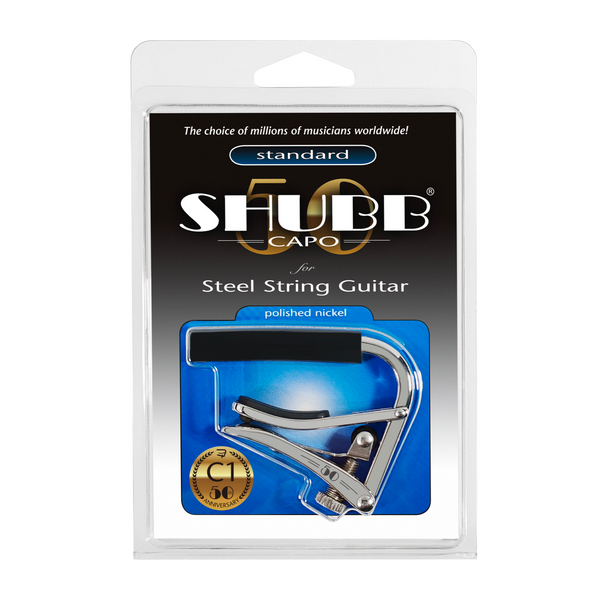 Shubb Capo Standard - C1 For Steel String Guitars - 50th Anniversary Chrome Finish
