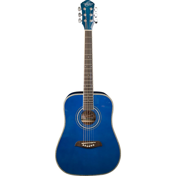 Oscar Schmidt - OG1TBL-A 3/4 Size - Dreadnought Acoustic Guitar - Transparent Blue Gloss Finish