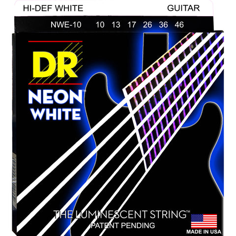 DR - NWE-10 - 6-String Electric Guitar Strings - Hi-Def White Neon (1 Pack)