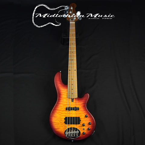 Lakland Skyline 55-02 Deluxe 5-String Bass (WITH FREE HARDSHELL CASE) - Quilted Satin Cherry Sunburst (210911284)