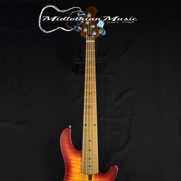 Lakland Skyline 55-02 Deluxe 5-String Bass (WITH FREE HARDSHELL CASE) - Quilted Satin Cherry Sunburst (210911284)