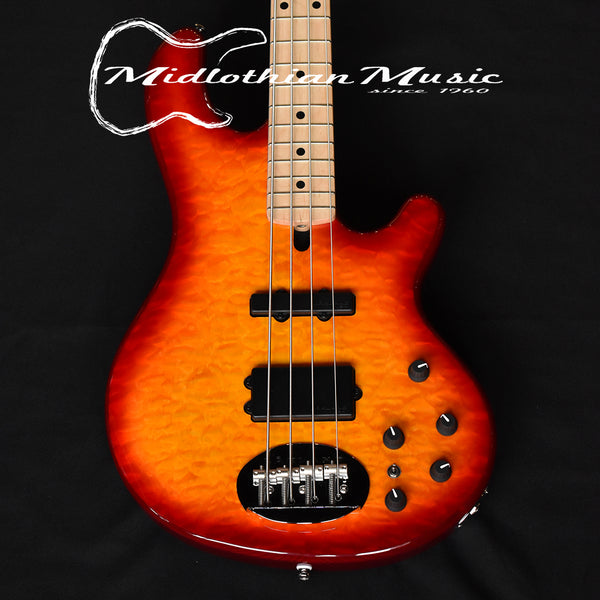 Lakland Skyline 44-02 (WITH FREE HARDSHELL CASE) - 4-String Deluxe Bass Guitar - Cherry Burst Gloss Finish (210619389) @9lbs