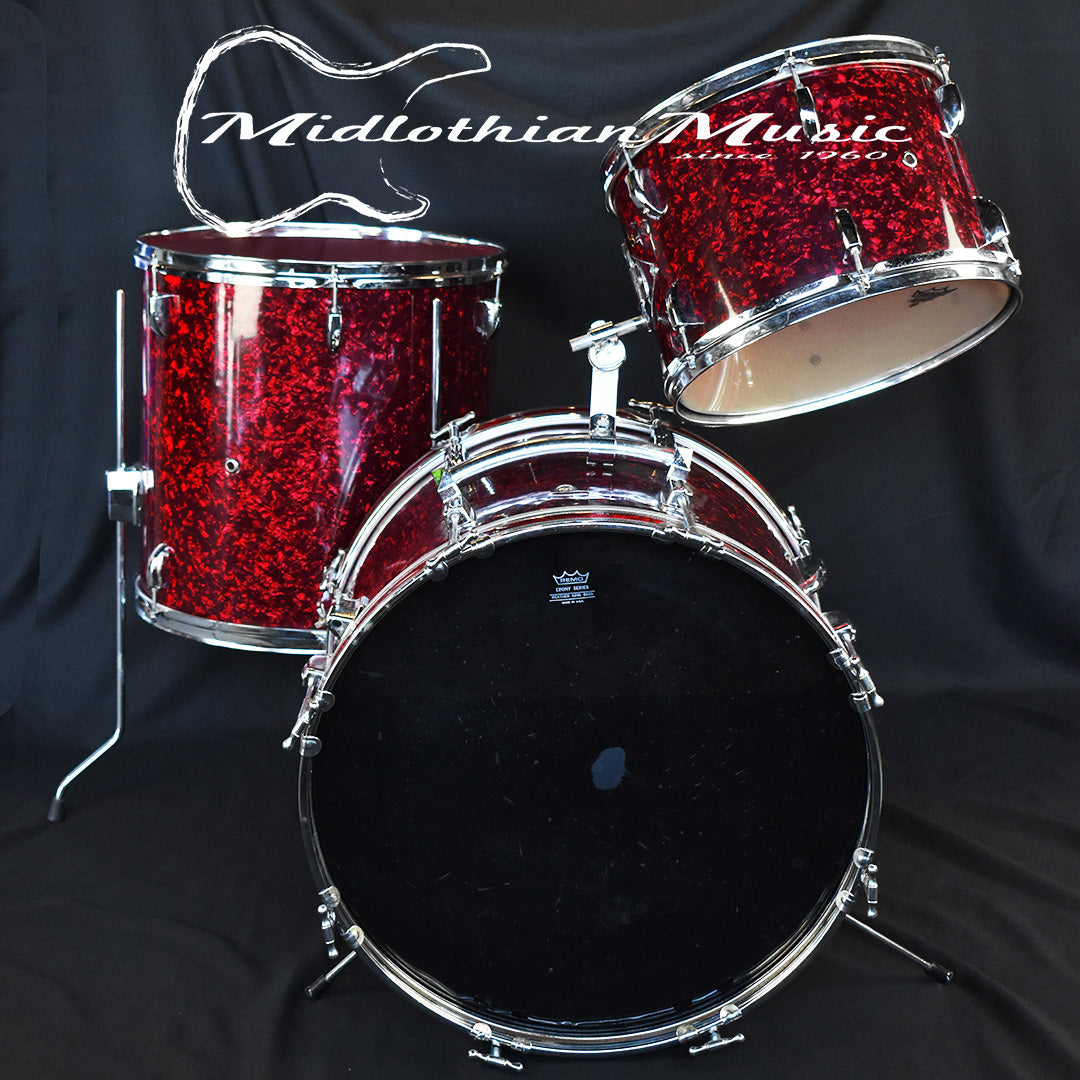 Vintage Red 3-Piece Drum Set USED